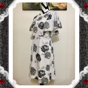 Kensie Floral Print Ruffles Sleeve Dress